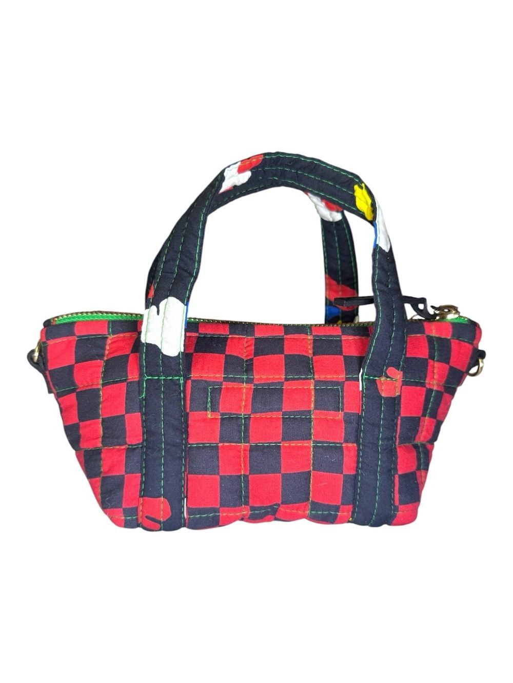 NWT Clare V. Lil Zip Sac Tote Quilted Red Black Checkered Mini Bag Puffer - Picture 5 of 9
